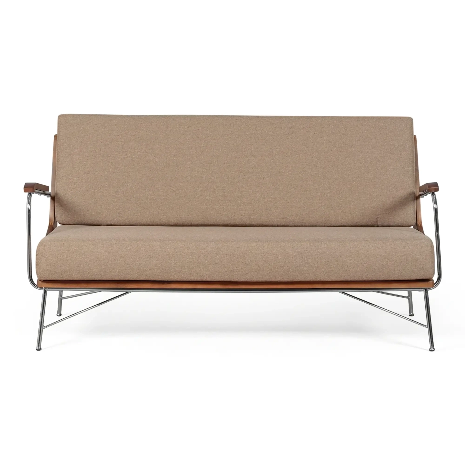 Industrialna Sofa Daneu tapicerowana bawełną-Sofy Drewniane-Mobelarium
