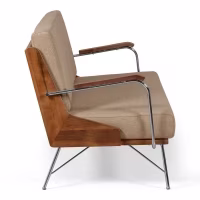 Industrial Sofa Daneu upholstered in cotton-Wooden Sofas-Mueble Design