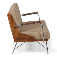 Industrialna Sofa Daneu tapicerowana bawełną-Sofy Drewniane-Mobelarium