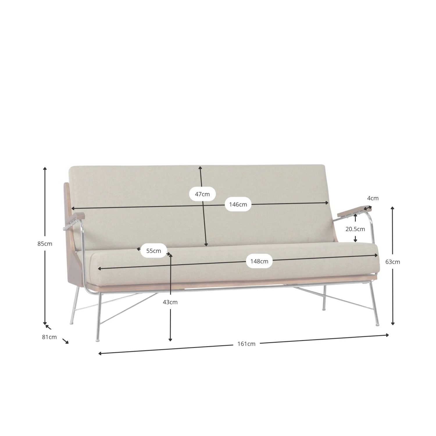 Divano industriale Daneu imbottito in cotone-Divani in legno-Mobilie Design