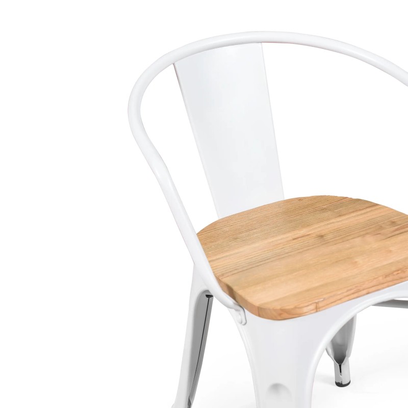 Bistro Arms Wood Chair | Industriestuhl mit Armlehnen und Holzsitz