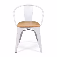 Bistro Silla de madera con brazos | Silla industrial con brazos y asiento de madera