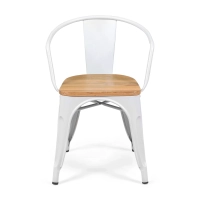Bistro Arms Wood Chair | Industriestuhl mit Armlehnen und Holzsitz