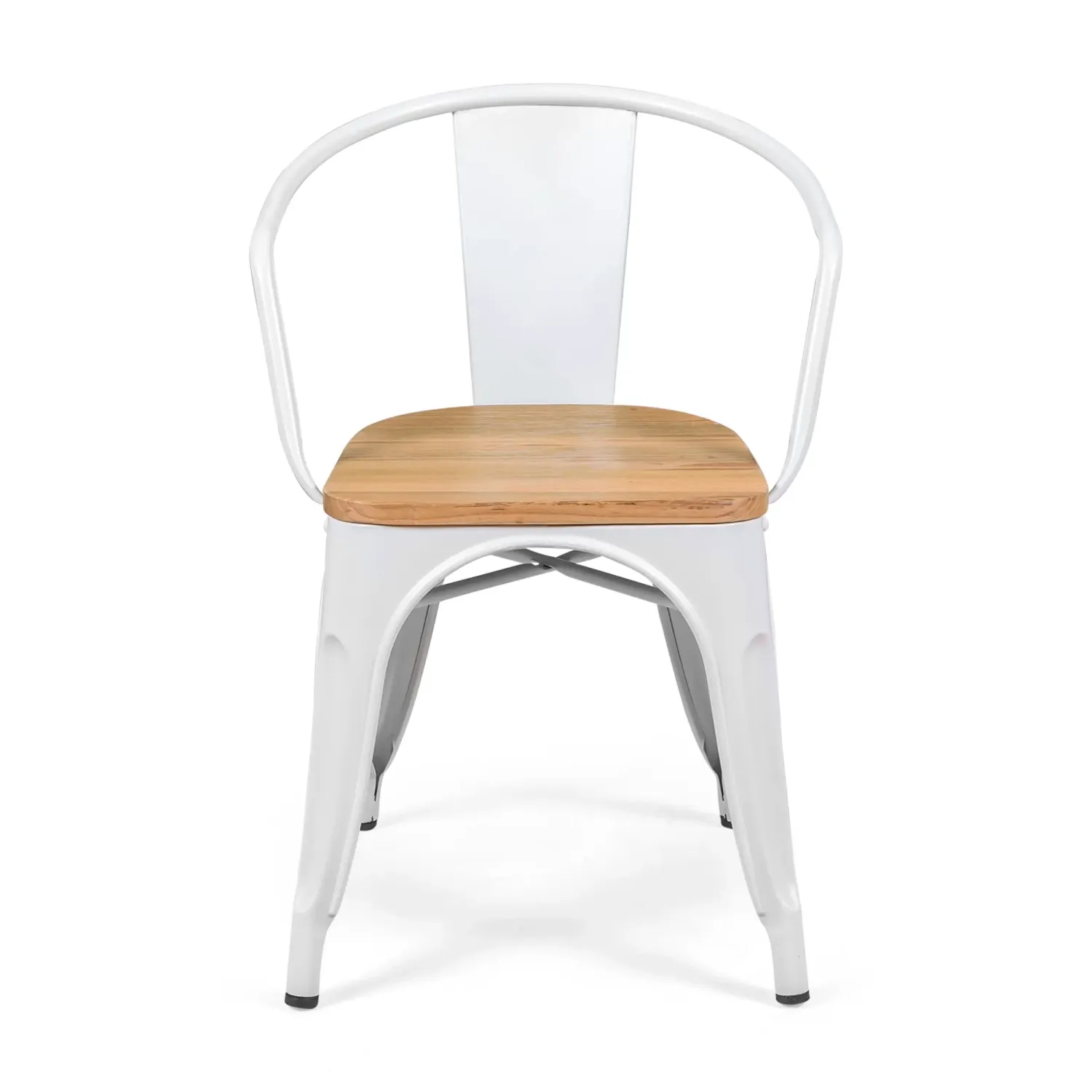 Bistro Silla de madera con brazos | Silla industrial con brazos y asiento de madera