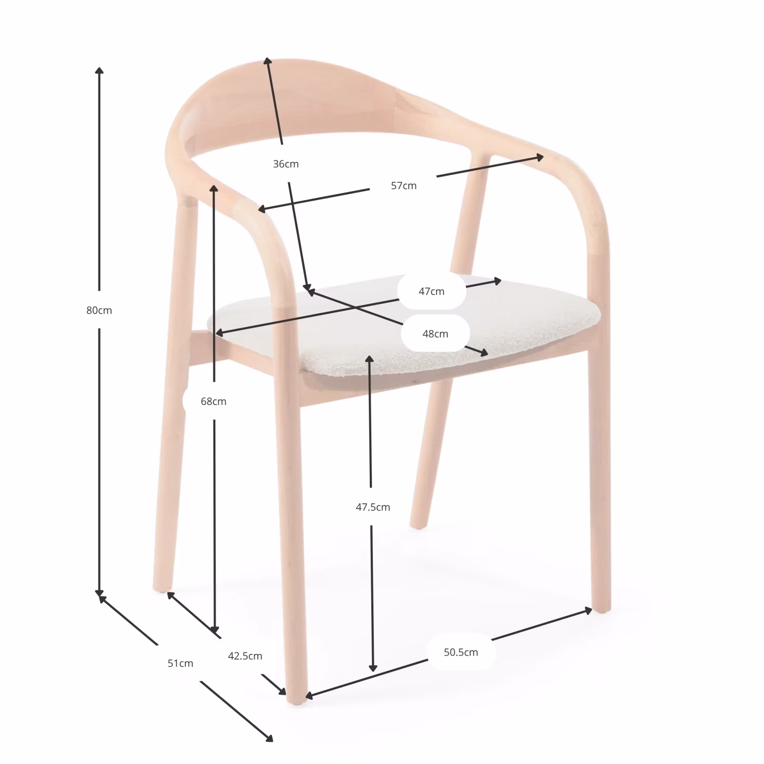 Warsow Nordic Cadeira de jantar em madeira natural | Design elegante e confortável