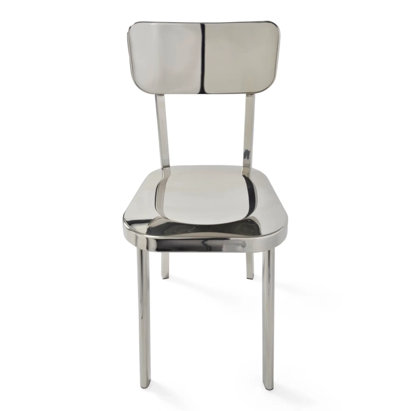 Cadeira Delawere em aço inoxidável: design industrial elegante