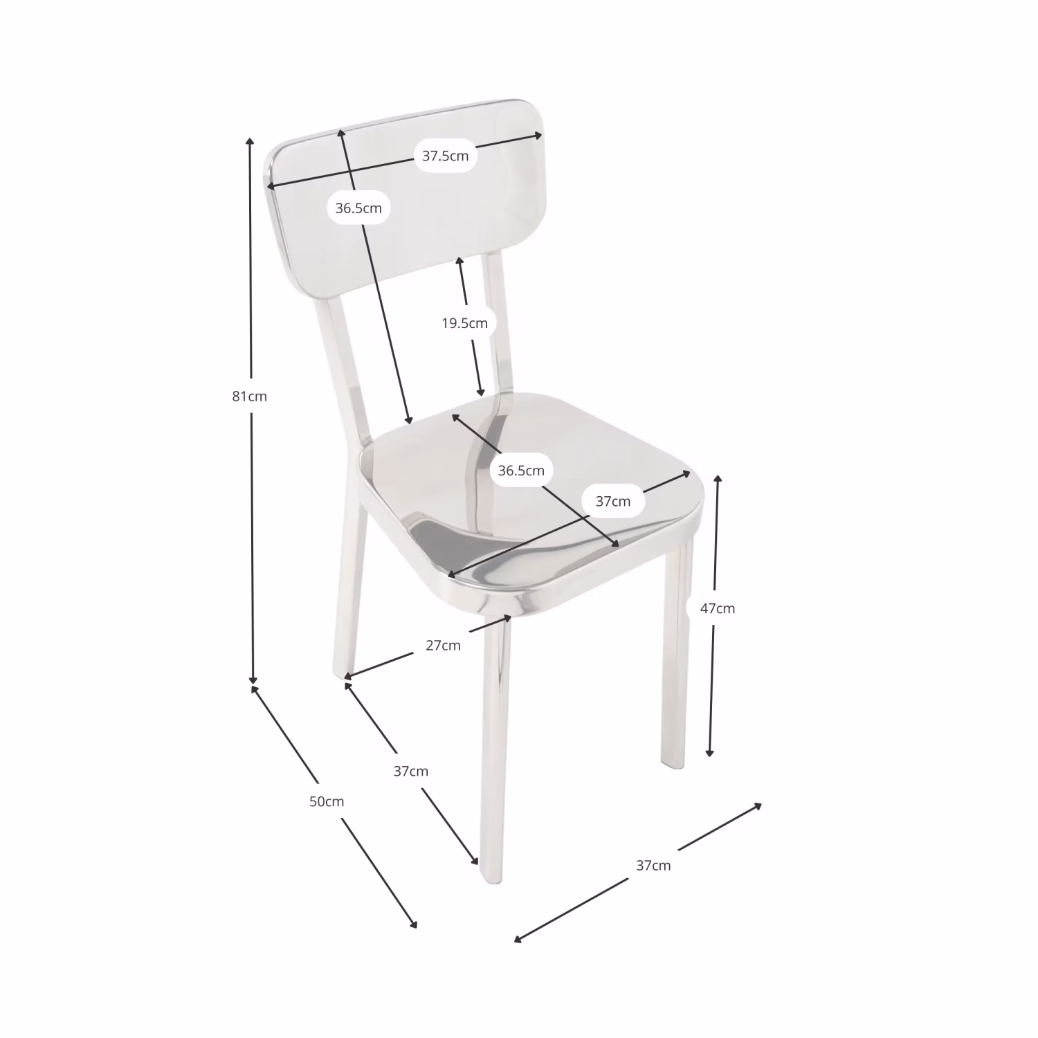 Silla Delawere de acero inoxidable | Diseño industrial elegante
