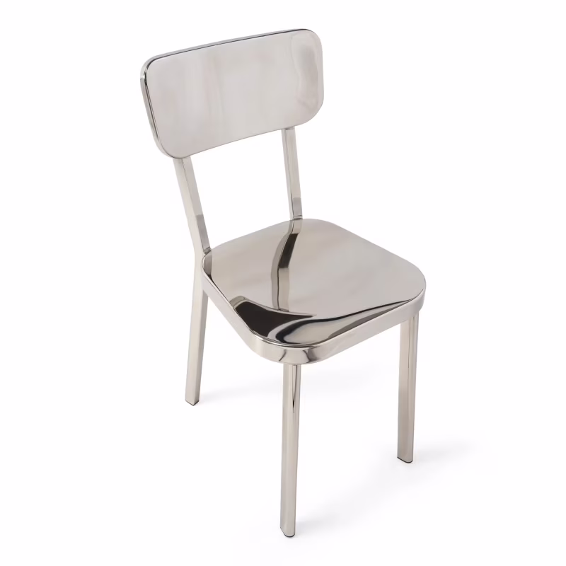 Cadeira Delawere em aço inoxidável: design industrial elegante
