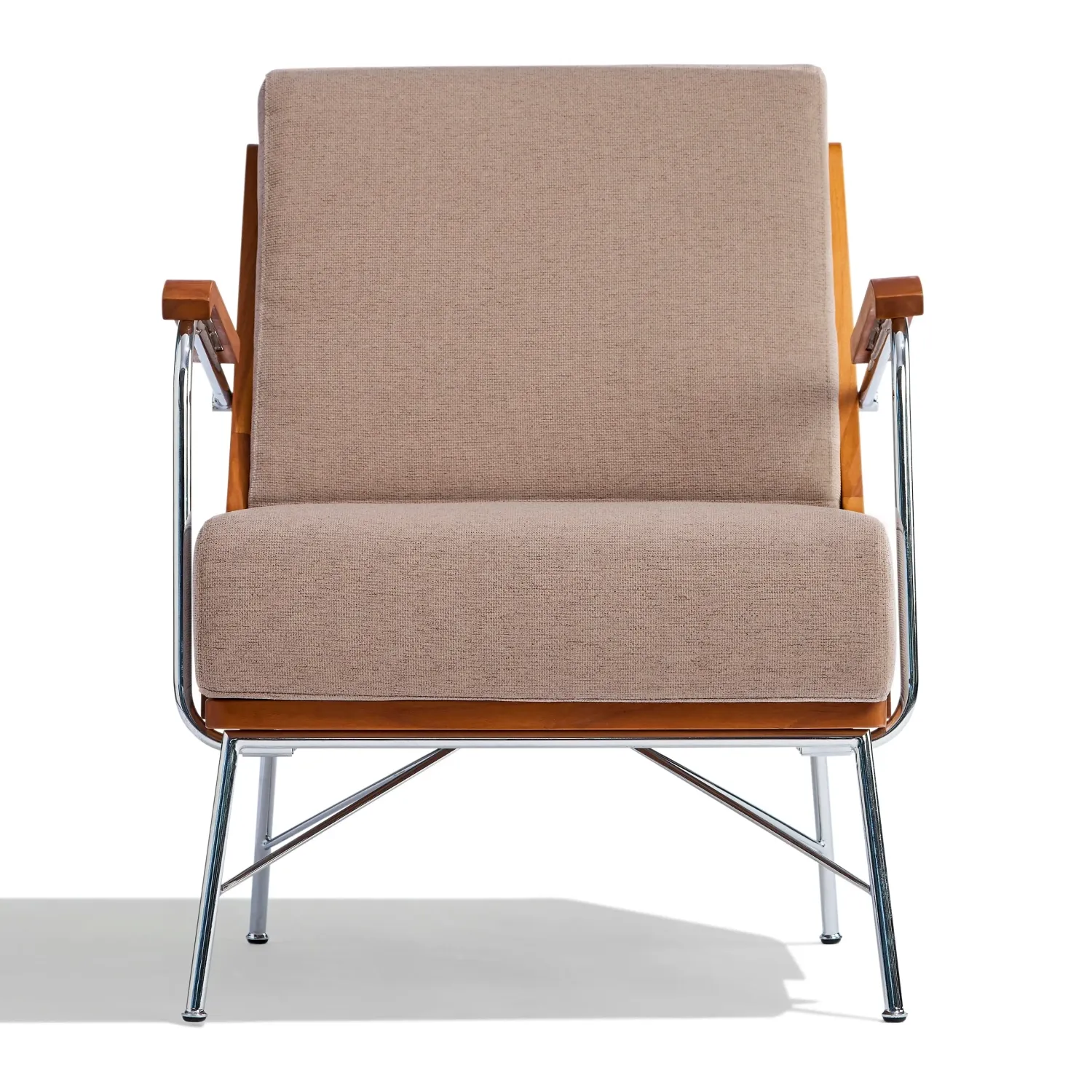 Sillón Industrial Daneu tapizado en algodón-Sillon de madera-Mueble Design