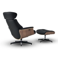 Cleveland Poltrona de descanso em couro | Poltrona de design com otomano
