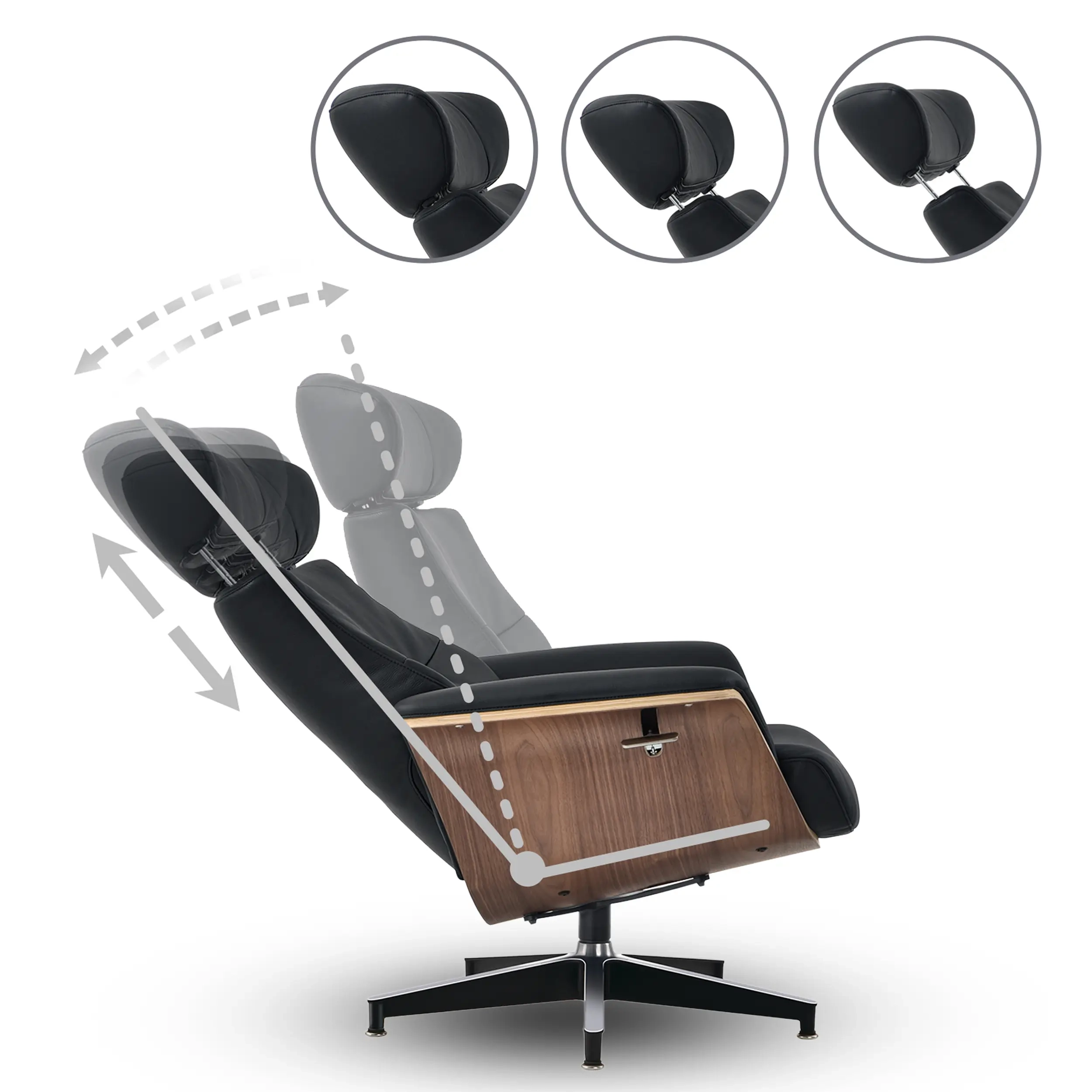 Cleveland Poltrona de descanso em couro | Poltrona de design com otomano
