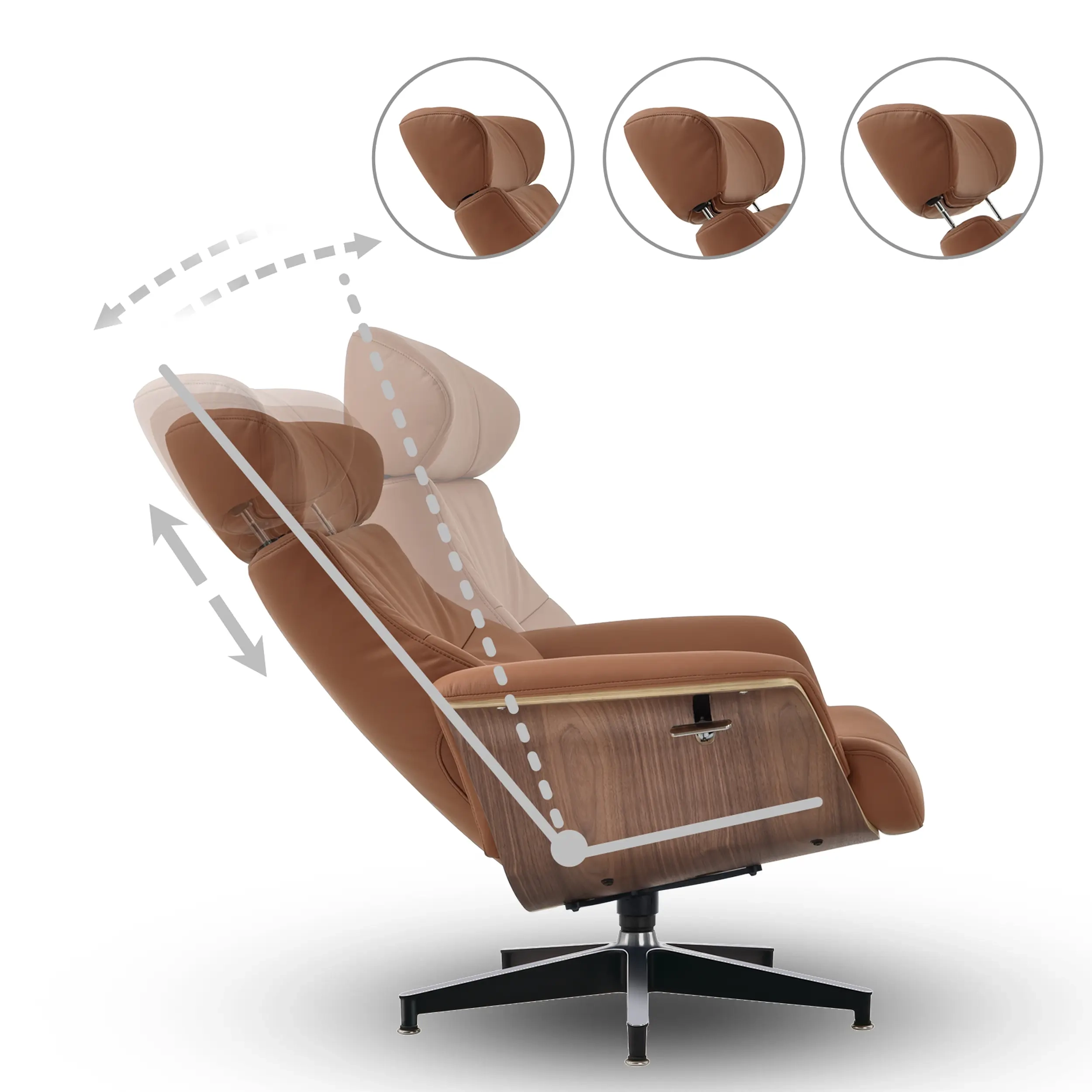 Cleveland Lounge Chair in Leather | Designer Armchair with Ottoman