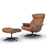 Cleveland Lounge Chair in Leather | Designer Armchair with Ottoman