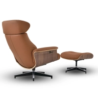 Cleveland Poltrona de descanso em couro | Poltrona de design com otomano