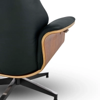 Cleveland Poltrona de descanso em couro | Poltrona de design com otomano