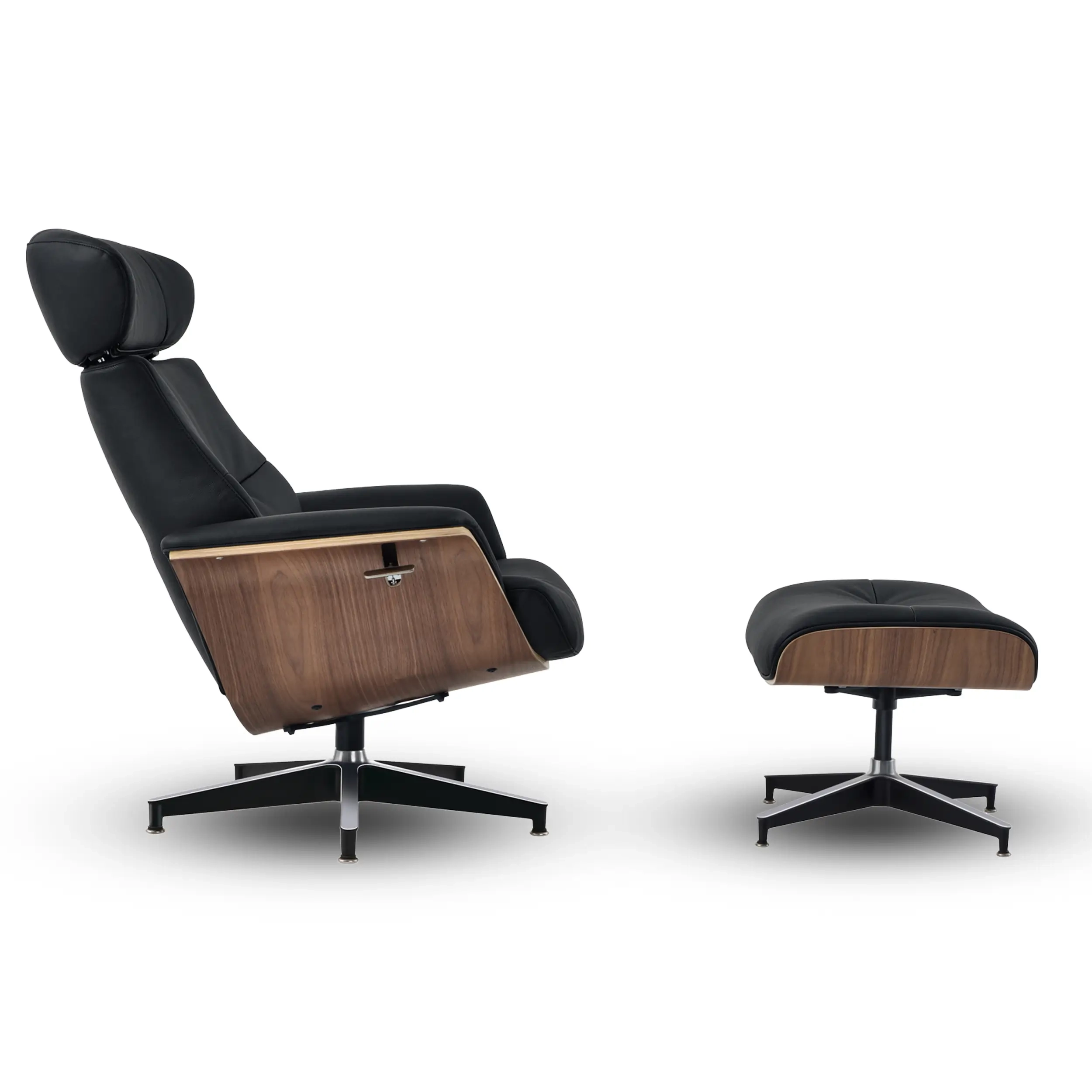 Cleveland Poltrona de descanso em couro | Poltrona de design com otomano