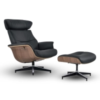 Cleveland Lounge Chair in Leather | Designer Armchair with Ottoman