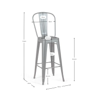 Bistro Style Industriehocker mit Rückenlehne - Industriehocker