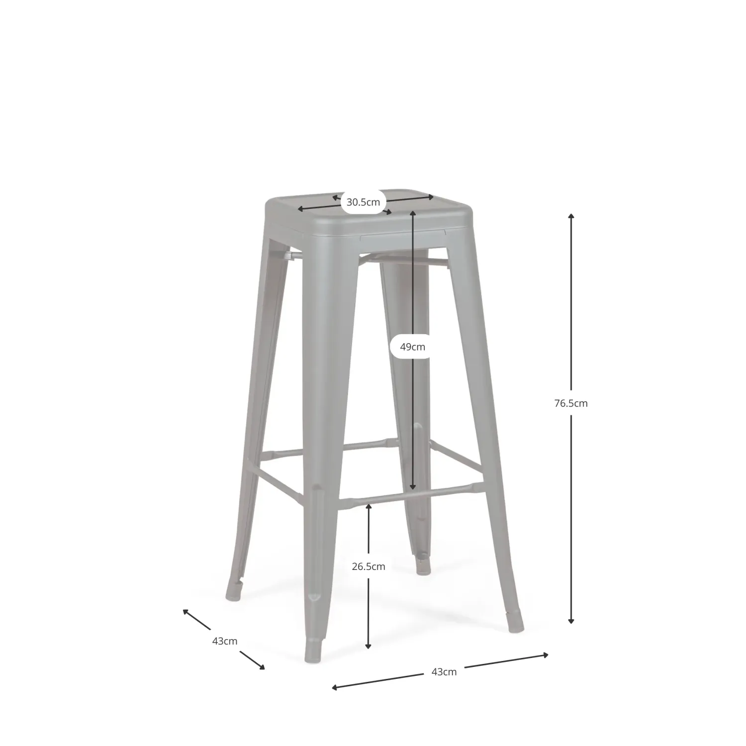 Bistro taburete industrial Matt 76CM blanco - Taburetes y sillas industriales