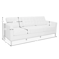 Venice divano a 3 posti in pelle italiana | Florence Design ispirato a Knoll
