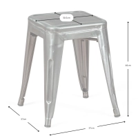 Tabouret Métallique Bistro 45 cm | Style industriel empilable