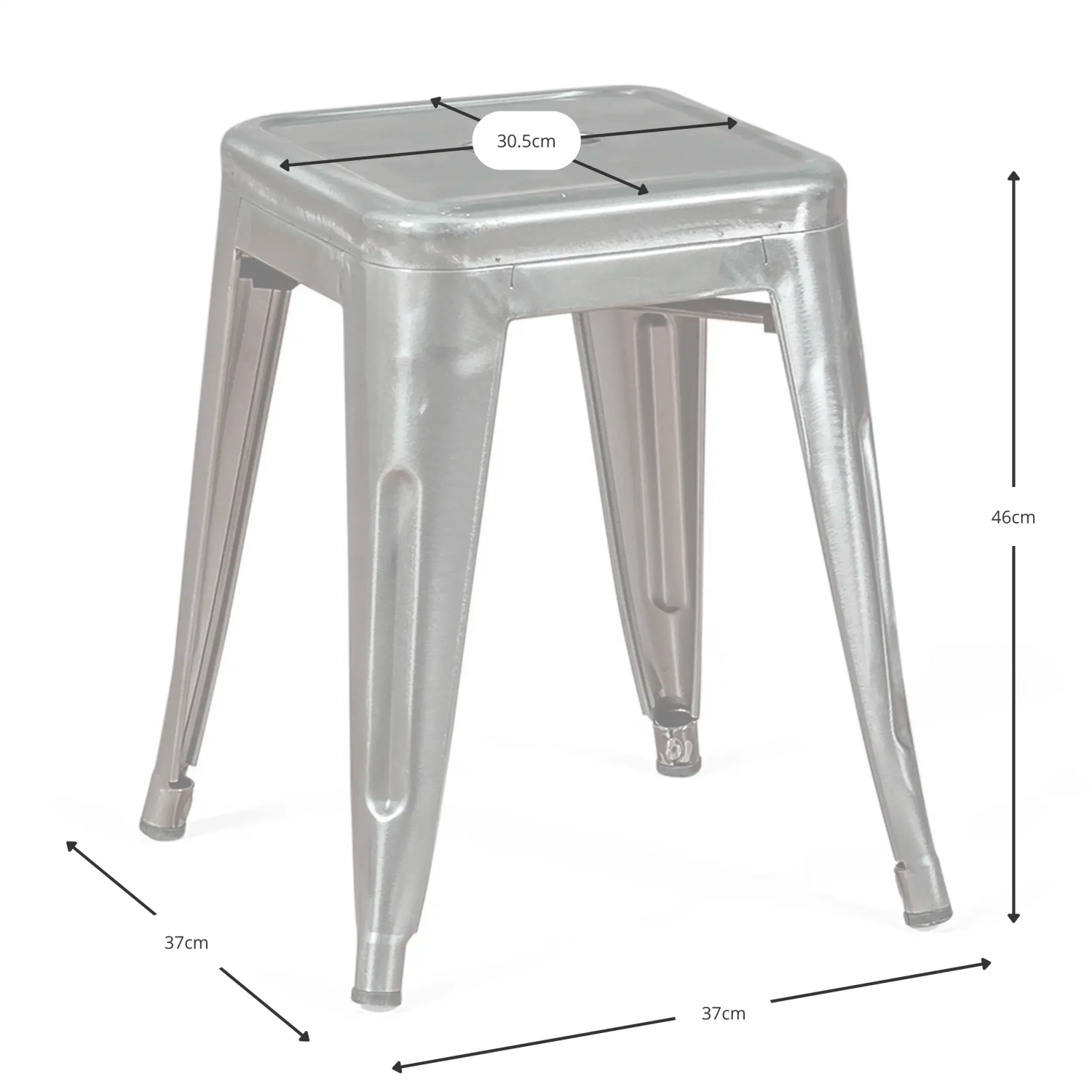 Tabouret Métallique Bistro 45 cm | Style industriel empilable