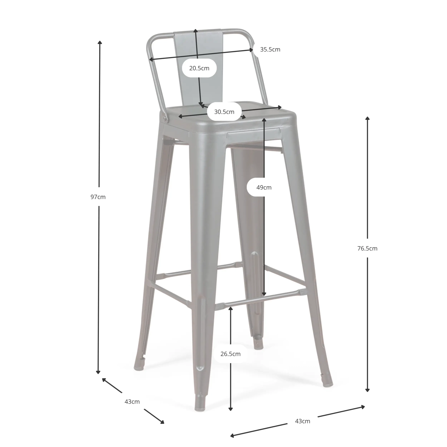 Industriell pall Bistro LB Wood Antique - Industriell pall