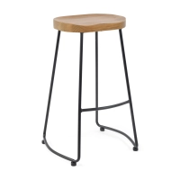 Taburete industrial Portland de 76 cm | Madera de olmo y acero mate