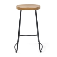 Banco de balcão industrial Portland, 76 cm | Madeira de olmo e aço mate