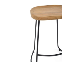 Portland Industrial Counter Stool 76 cm | Elm Wood and Matte Steel