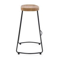 Taburete industrial Portland de 76 cm | Madera de olmo y acero mate