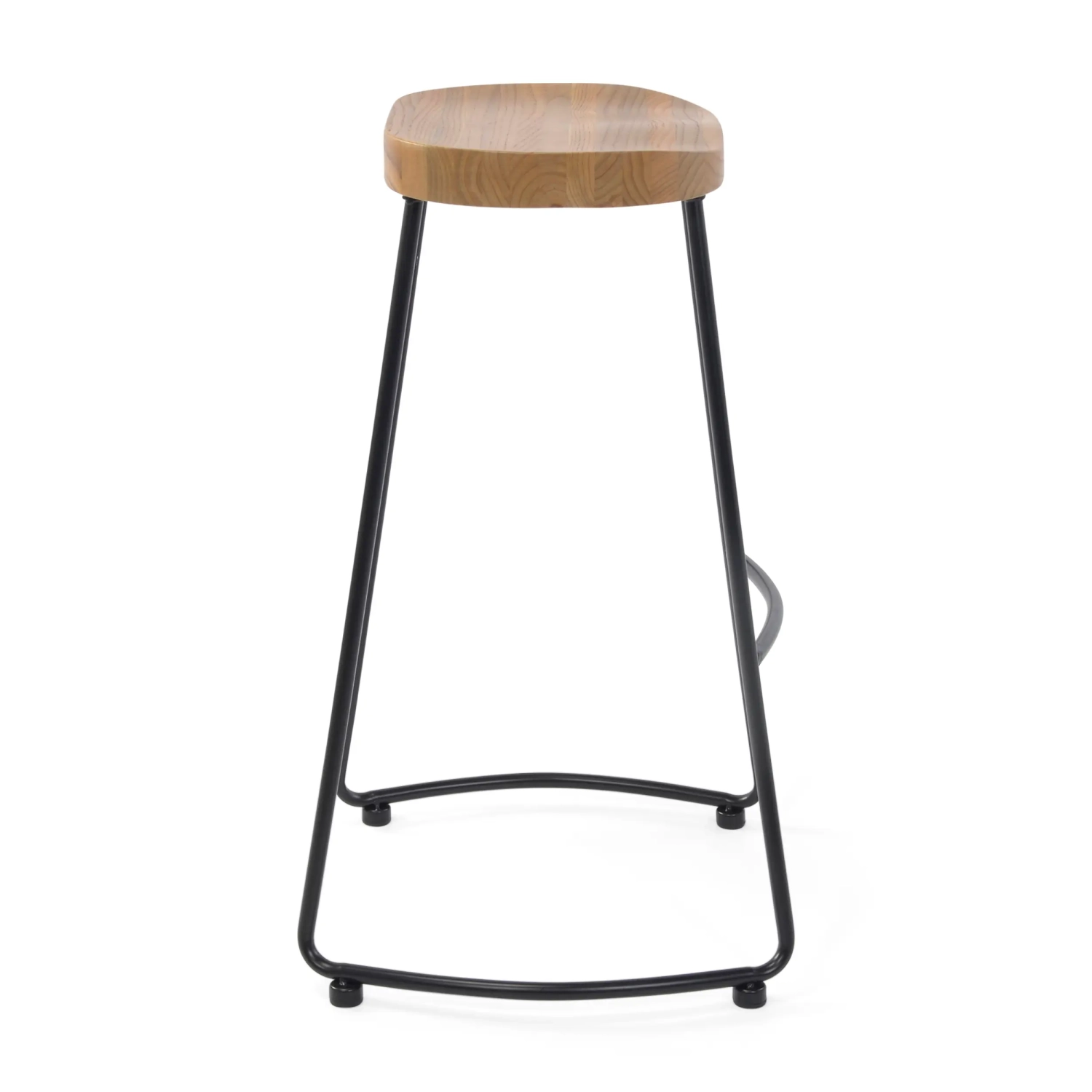 Taburete industrial Portland de 76 cm | Madera de olmo y acero mate