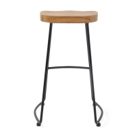 Portland Industrial Counter Stool 76 cm | Elm Wood and Matte Steel