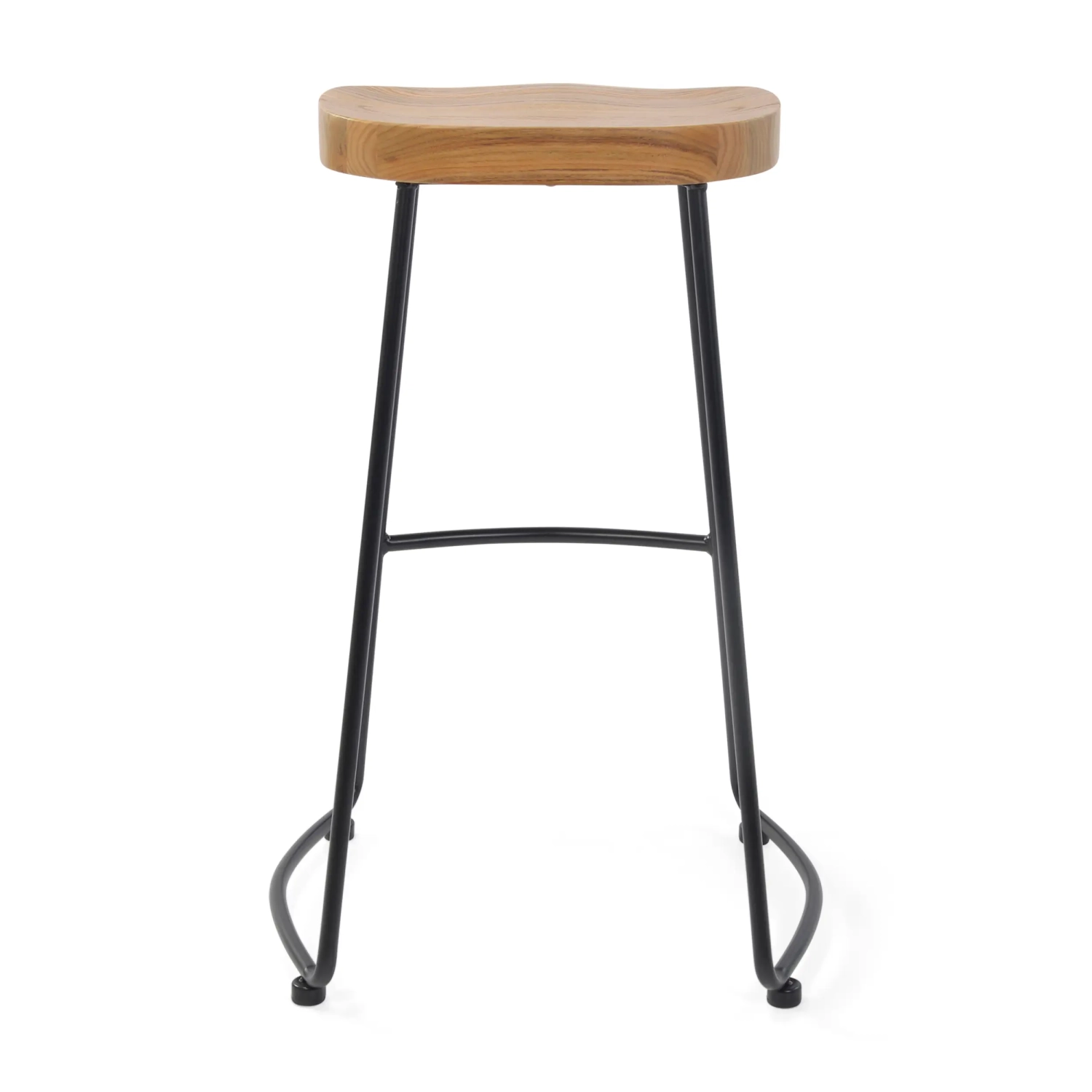 Banco de balcão industrial Portland, 76 cm | Madeira de olmo e aço mate