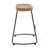 Banco de bar industrial Portland, 66 cm | Madeira maciça de olmo e aço
