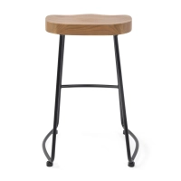 Banco de bar industrial Portland, 66 cm | Madeira maciça de olmo e aço