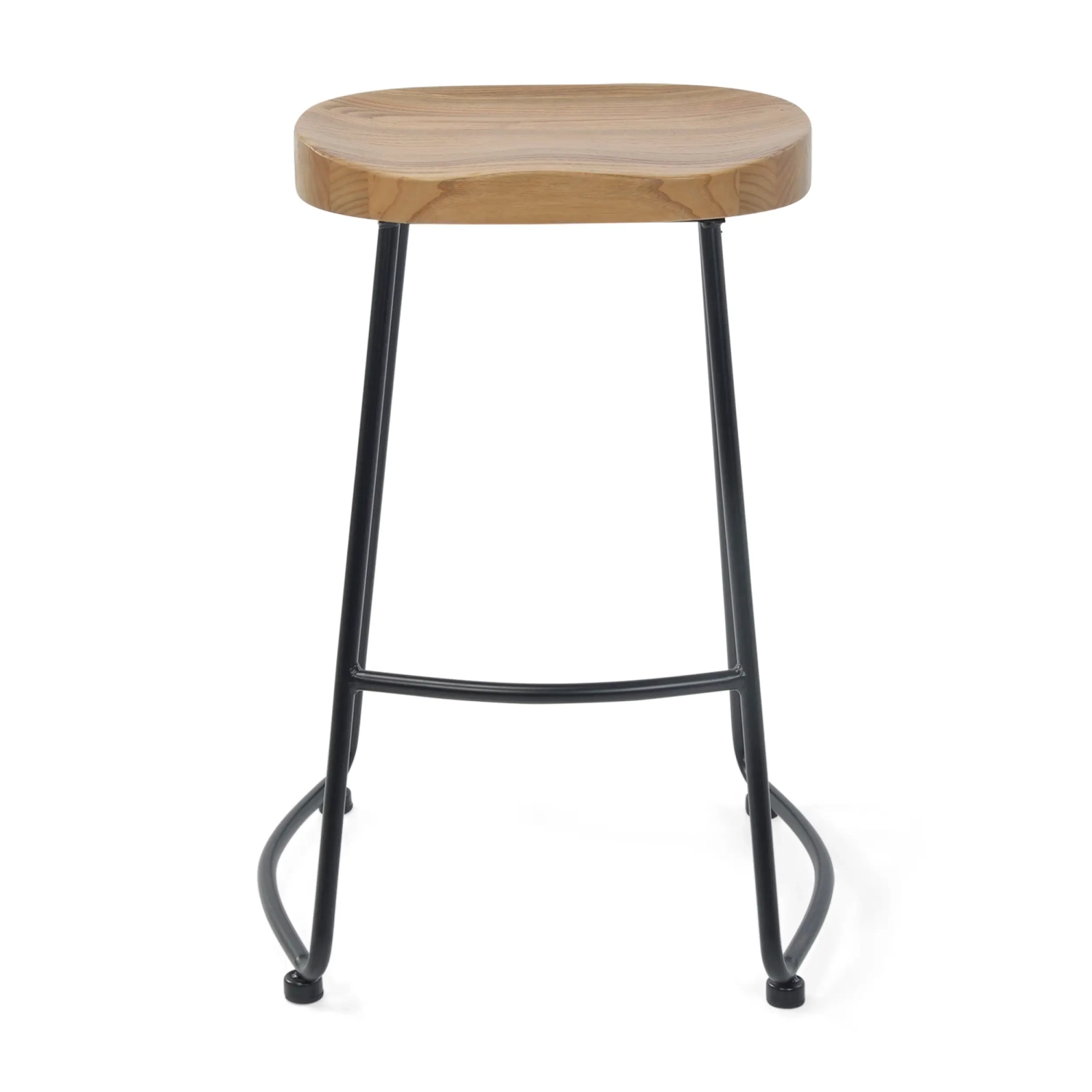 Portland Industrial Bar Stool 66 cm | Solid Elm Wood & Steel
