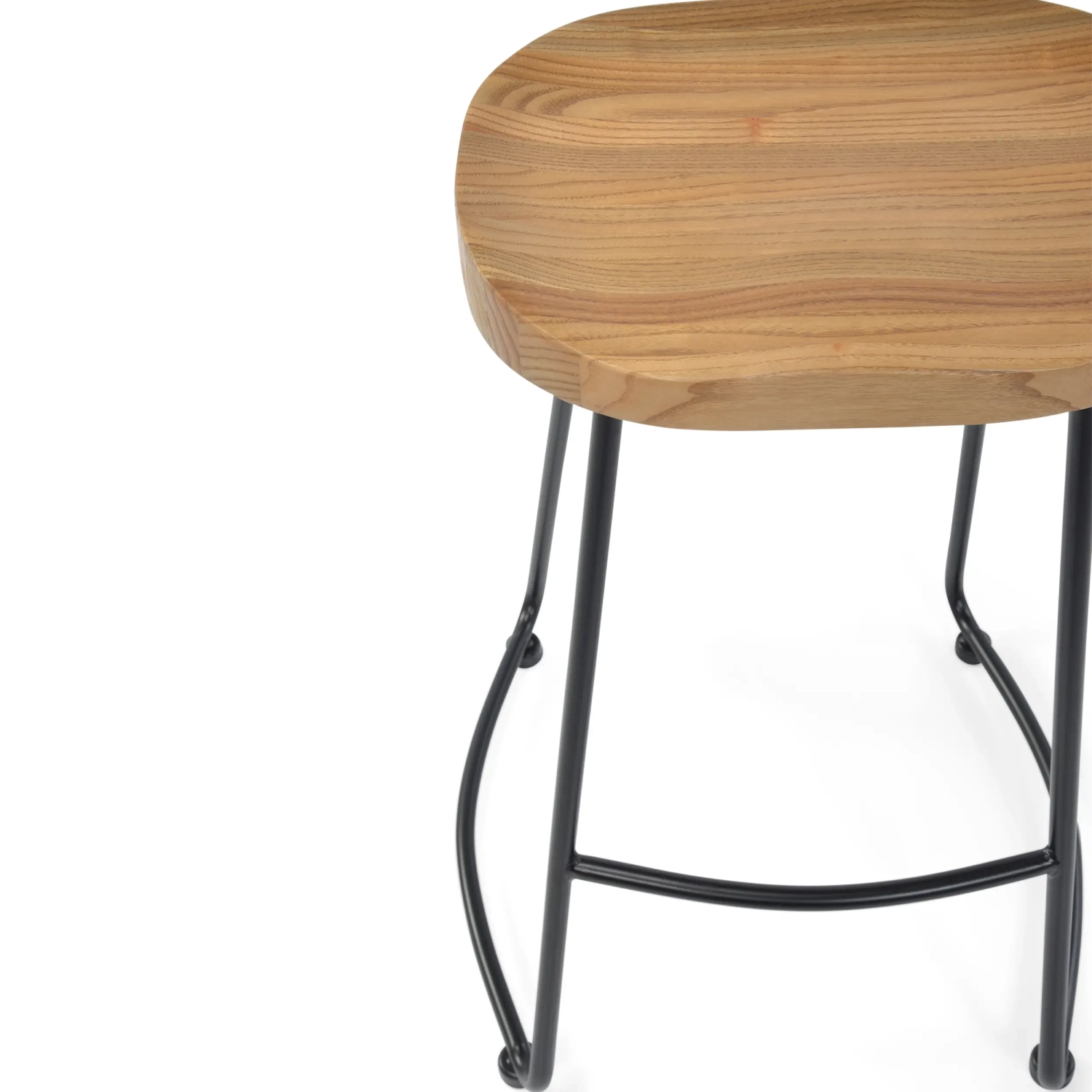 Banco de bar industrial Portland, 66 cm | Madeira maciça de olmo e aço