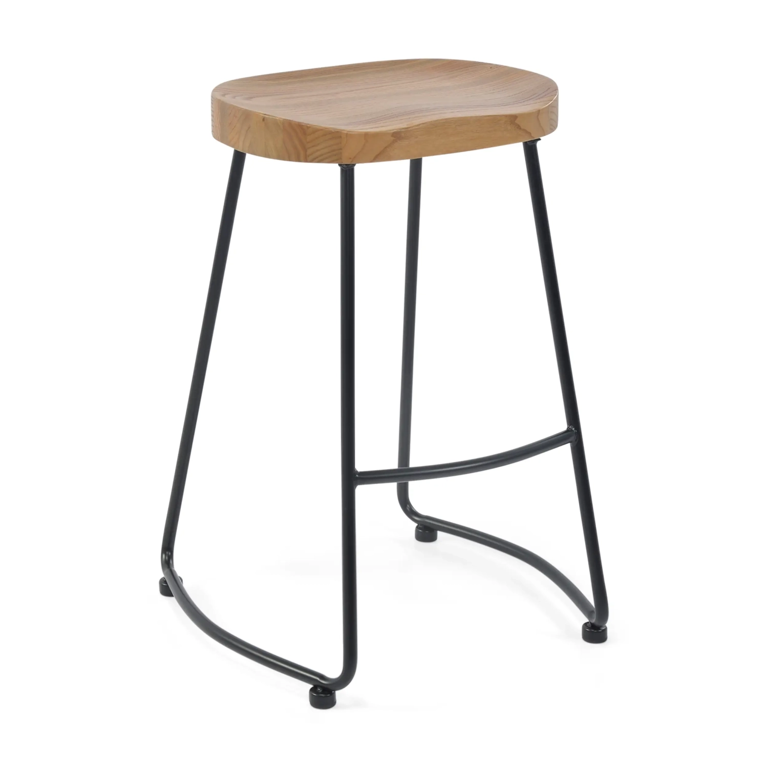 Portland Industrial Bar Stool 66 cm | Solid Elm Wood & Steel
