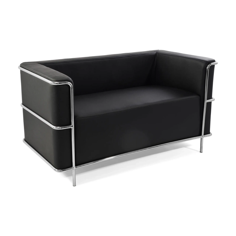 Torino 2-Seater Italian Leather Sofa | Stainless Steel Frame