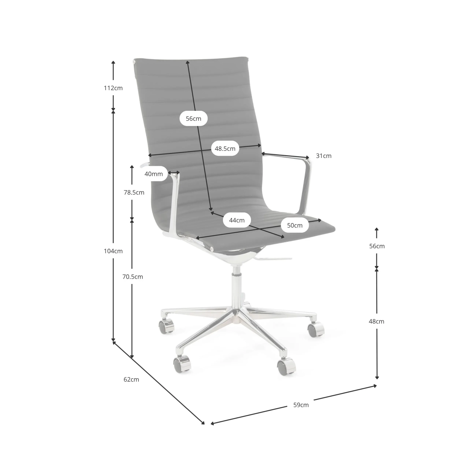 Silla de oficina Task Executive de cuero con respaldo alto | Silla de oficina