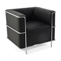 Sillón Torino de cuero italiano | Estructura de acero inoxidable