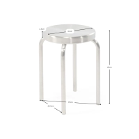 Banco baixo Delaware de 45 cm em aço inoxidável | Banco de design moderno
