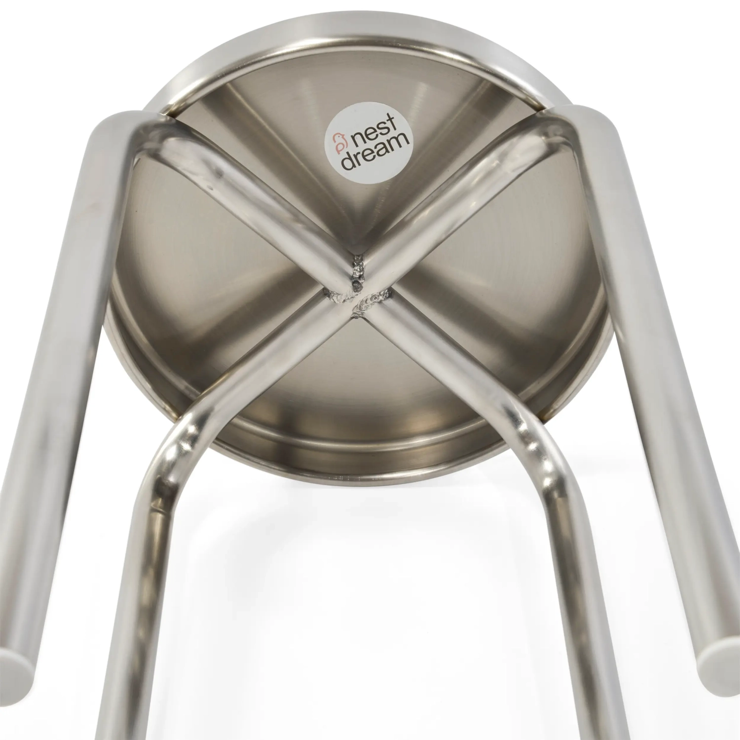 Taburete bajo Delaware de 45 cm de acero inoxidable | Taburete de diseño moderno