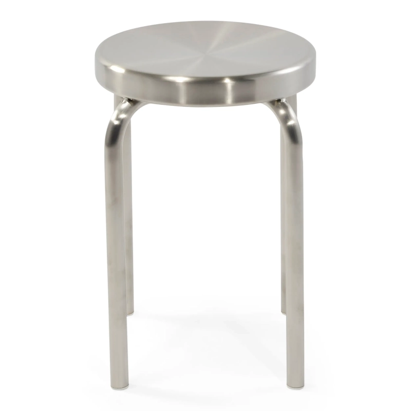 Taburete bajo Delaware de 45 cm de acero inoxidable | Taburete de diseño moderno