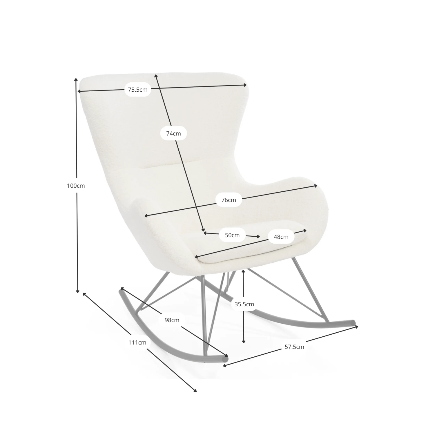 Sillón mecedora Nest Bouclé | Sillón mecedora de diseño moderno