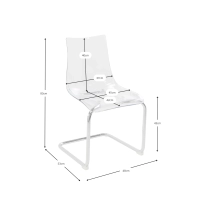 Silla de diseño «Dresden» transparente | Policarbonato y acero cromado
