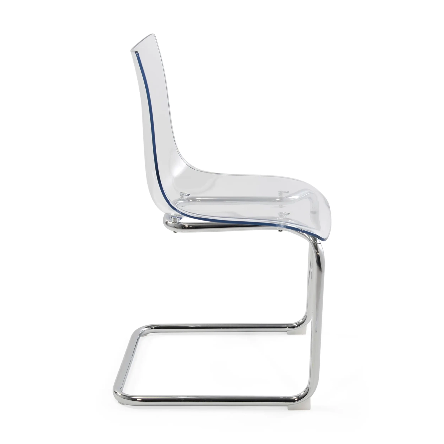 Silla de diseño «Dresden» transparente | Policarbonato y acero cromado
