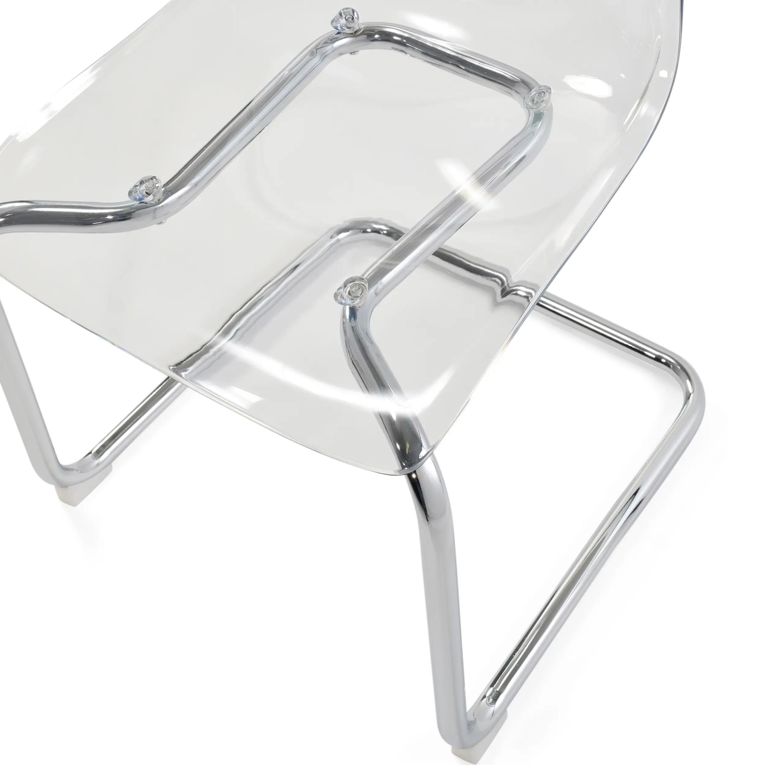 Silla de diseño «Dresden» transparente | Policarbonato y acero cromado