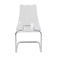 Silla de diseño «Dresden» transparente | Policarbonato y acero cromado